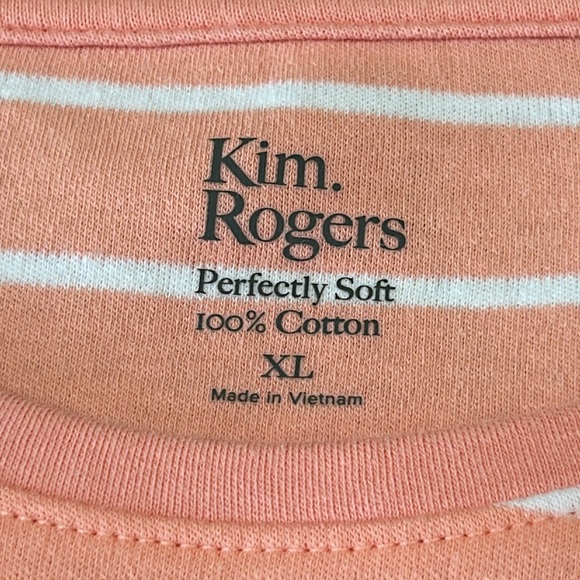 Kim Rogers pink stripe top. Sleeves are 3/4 length, 100% cotton, Size XL, NWT. - Picture 2 of 10